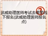 武威助理医师考试去哪里线下报名(武威助理医师报名点)