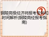 铜陵高级经济师报考条件和时间解析(铜陵高经报考指南)