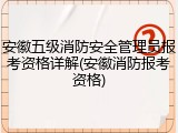 安徽五级消防安全管理员报考资格详解(安徽消防报考资格)