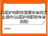 汕尾护师职称需要年审吗怎么操作(汕尾护师职称年审流程)