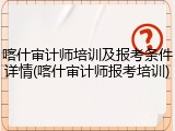 喀什审计师培训及报考条件详情(喀什审计师报考培训)