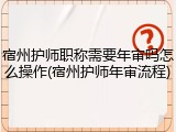 宿州护师职称需要年审吗怎么操作(宿州护师年审流程)