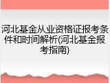 河北基金从业资格证报考条件和时间解析(河北基金报考指南)