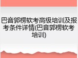 巴音郭楞软考高级培训及报考条件详情(巴音郭楞软考培训)