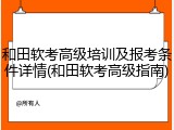 和田软考高级培训及报考条件详情(和田软考高级指南)