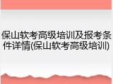保山软考高级培训及报考条件详情(保山软考高级培训)