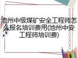 池州中级煤矿安全工程师怎么报名培训费用(池州中安工程师培训费)