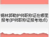 锡林郭勒护师职称证在哪里报考(护师职称证报考地点)