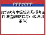 潍坊软考中级培训及报考条件详情(潍坊软考中级培训条件)
