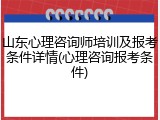 山东心理咨询师培训及报考条件详情(心理咨询报考条件)