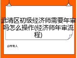 武清区初级经济师需要年审吗怎么操作(经济师年审流程)