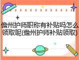 儋州护师职称有补贴吗怎么领取呢(儋州护师补贴领取)