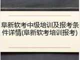 阜新软考中级培训及报考条件详情(阜新软考培训报考)