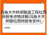 乌鲁木齐桥梁隧道工程检测师报考资格详解(乌鲁木齐桥隧检测师报考条件)