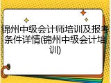 锦州中级会计师培训及报考条件详情(锦州中级会计培训)