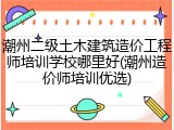 潮州二级土木建筑造价工程师培训学校哪里好(潮州造价师培训优选)