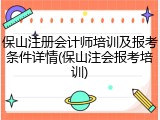 保山注册会计师培训及报考条件详情(保山注会报考培训)
