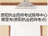 贵阳执业药师考试指导中心哪里有(贵阳执业药师考点)