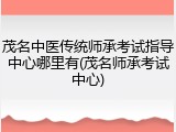 茂名中医传统师承考试指导中心哪里有(茂名师承考试中心)