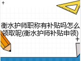 衡水护师职称有补贴吗怎么领取呢(衡水护师补贴申领)