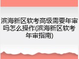 滨海新区软考高级需要年审吗怎么操作(滨海新区软考年审指南)