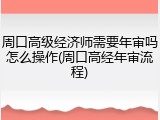 周口高级经济师需要年审吗怎么操作(周口高经年审流程)