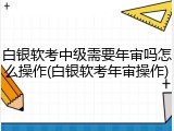 白银软考中级需要年审吗怎么操作(白银软考年审操作)