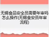 无锡食品安全员需要年审吗怎么操作(无锡食安员年审流程)