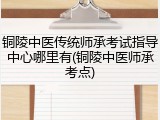 铜陵中医传统师承考试指导中心哪里有(铜陵中医师承考点)