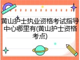 黄山护士执业资格考试指导中心哪里有(黄山护士资格考点)