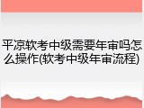 平凉软考中级需要年审吗怎么操作(软考中级年审流程)