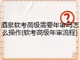 酒泉软考高级需要年审吗怎么操作(软考高级年审流程)