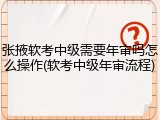 张掖软考中级需要年审吗怎么操作(软考中级年审流程)