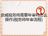 武威税务师需要年审吗怎么操作(税务师年审流程)