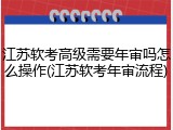 江苏软考高级需要年审吗怎么操作(江苏软考年审流程)