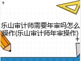 乐山审计师需要年审吗怎么操作(乐山审计师年审操作)