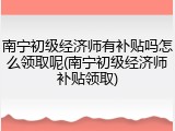 南宁初级经济师有补贴吗怎么领取呢(南宁初级经济师补贴领取)