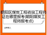 朝阳区煤炭工程咨询工程师证在哪里报考(朝阳煤炭工程师报考点)
