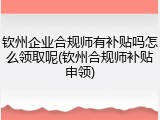 钦州企业合规师有补贴吗怎么领取呢(钦州合规师补贴申领)