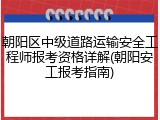 朝阳区中级道路运输安全工程师报考资格详解(朝阳安工报考指南)