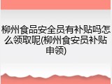 柳州食品安全员有补贴吗怎么领取呢(柳州食安员补贴申领)