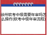 徐州软考中级需要年审吗怎么操作(软考中级年审流程)