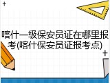 喀什一级保安员证在哪里报考(喀什保安员证报考点)