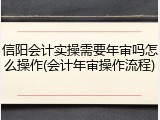 信阳会计实操需要年审吗怎么操作(会计年审操作流程)