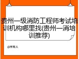贵州一级消防工程师考试培训机构哪里找(贵州一消培训推荐)