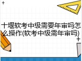 十堰软考中级需要年审吗怎么操作(软考中级需年审吗)