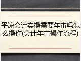 平凉会计实操需要年审吗怎么操作(会计年审操作流程)