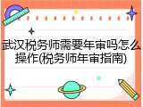 武汉税务师需要年审吗怎么操作(税务师年审指南)