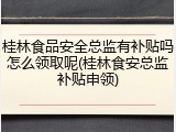 桂林食品安全总监有补贴吗怎么领取呢(桂林食安总监补贴申领)