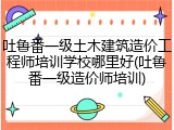 吐鲁番一级土木建筑造价工程师培训学校哪里好(吐鲁番一级造价师培训)